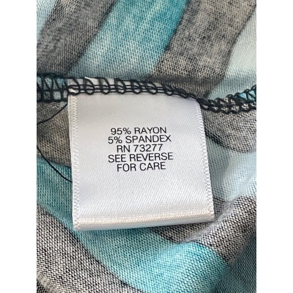 Dana Buchman Tunic Top Size XL Elbow Sleeve Scoop Neck Chevron Handkerchief Hem - Picture 5 of 6